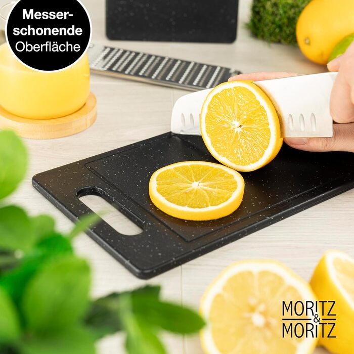 Набір обробних дощок Moritz & Moritz з пластику, граніт, 25x15 см, 4 шт, BPA Free, для кухні, гігієнічні, для сніданку, можна мити в посудомийці