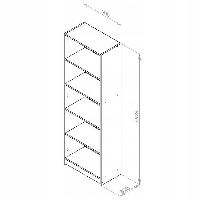 Стелаж PUVEROMEBLE 60 x 182,6 x 32 см, білий
