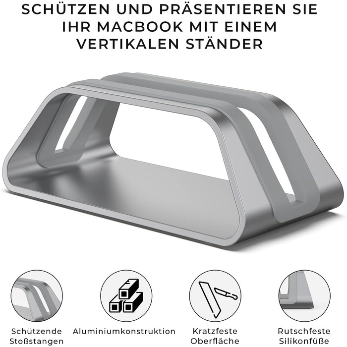 Підставка для ноутбука Vertikaler: стильна підставка для MacBook, MacBook Air, MacBook Pro (сірий)