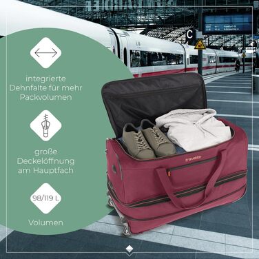 Дорожня сумка на колесах Travelite Basics Duffle L, 98-119 л, 70 см, виноградно-помаранчева