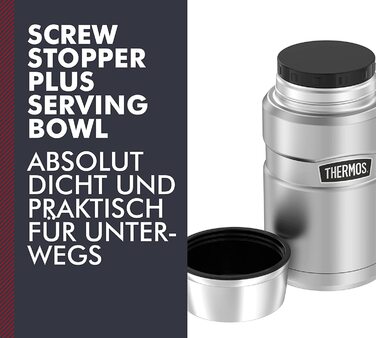 Термос для їжі Thermos STAINLESS KING 0,71 л з нержавіючої сталі, зберігає тепло 14 годин і холод 24 години, герметичний, великий харчовий контейнер для супу, мюслі, страв, підходить для миття в посудомийній машині, без ложки
