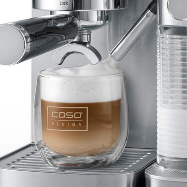 Кавомашина еспресо CASO EspressoGourmet Crema: професійна кавоварка з пінозбивачем, нержавіюча сталь, 20 бар, для кави та капучино