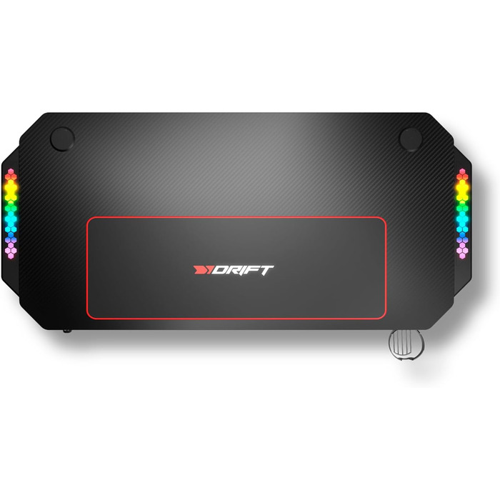 Ігровий стіл DRIFT GAMING з карбоновою поверхнею, RGB підсвіткою, підстаканниками та тримачем для навушників, чорний (DRDZ175RGB)