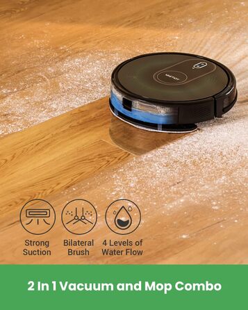 Робот-пилосос Vactidy Nimble T8 2-в-1 з функцією миття, 3000Pa, 120 хвилин роботи, сумісний з Alexa, App, Siri, для видалення шерсті тварин, чорний