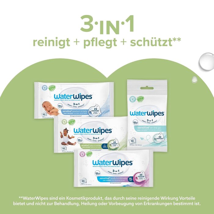 Дитячі вологі серветки WaterWipes Sensitive+ для немовлят та дітей, 99,9% води, 12 пакок по 60 шт (загалом 720 шт)