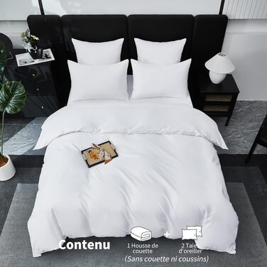 Комплект постільної білизни з бавовняного сатину Deluxe, 240x260 см, білий (підковдра + 2 наволочки 65x65 см), дихаюча тканина