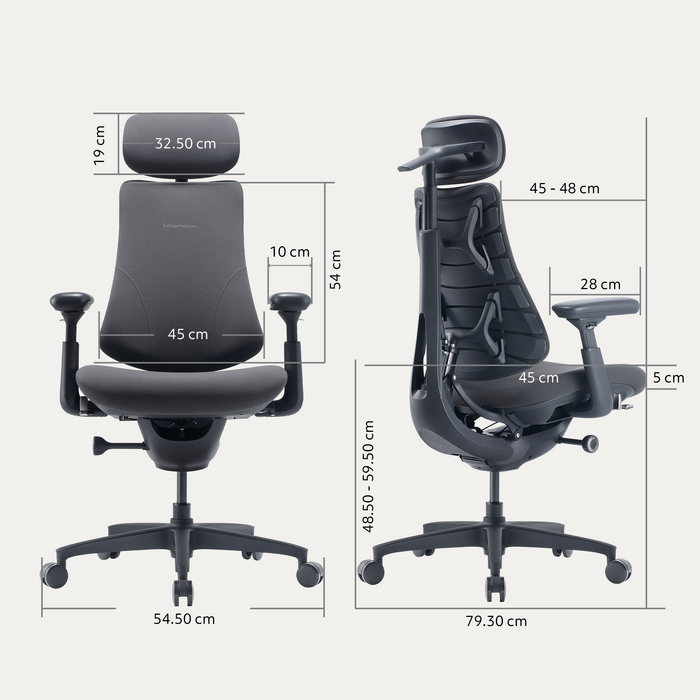 Крісло офісне ергономічне LiberNovo Omni Pro Graphite 48 см