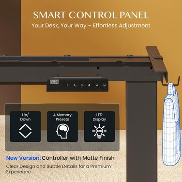 Регульований по висоті стіл FLEXISPOT 160x80 см, бамбукова стільниця, чорна рама - ергономічний офісний стіл для роботи та комп'ютера