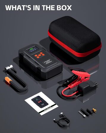 Пусковий інвертор Povasee 6000A з компресором 150 PSI та Powerbank, бустер для авто 12V з електричним насосом та ліхтариком (Помаранчевий/Чорний)