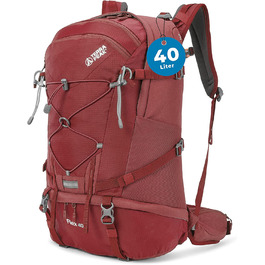 Туристичний рюкзак Terra Peak Flex 40 л, преміум, з вентиляцією спини, дощовиком і кріпленням для гідратора, 3D Air Mesh, з поясом, для трекінгу, темно-червоний
