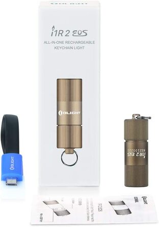 Міні-ліхтарик OLIGHT I1R II 150 люмен, брелок, водонепроникний IPX8, USB-зарядка, для ключів, кемпінгу, туризму (Desert Tan)