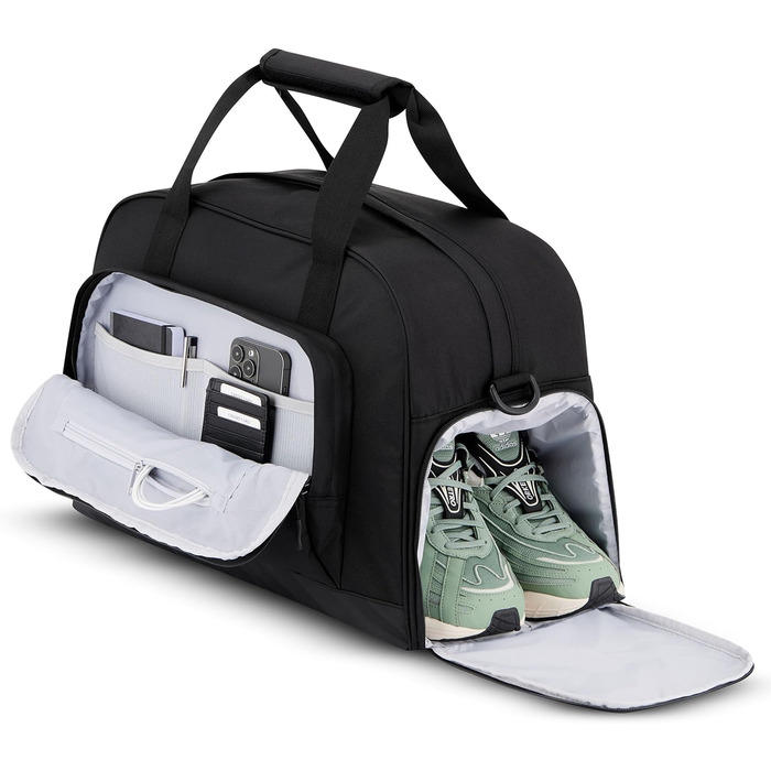 Larkson Weekender Finja Large чорна стильна дорожня сумка з відділенням для взуття, ручна поклажа, водостійка, з переробленого PET, для жінок і чоловіків