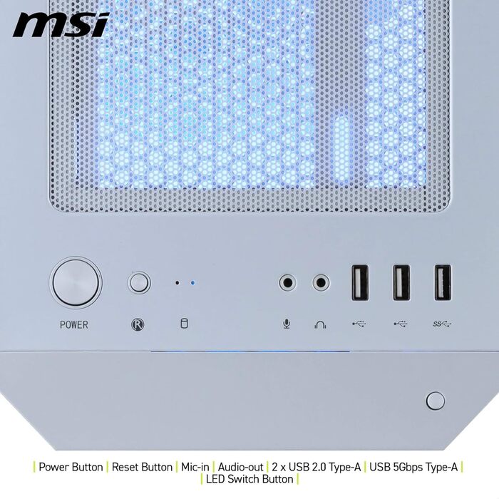 Корпус для ПК MSI MAG Forge M100R White, білий, ігровий, з підсвіткою RGB