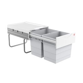 Контейнер для сміття Hailo 3641500 Raumspar-Tandem 2x18 л, для шаф від 40 см, роздільне сортування, монтаж на підлогу, пластик світло-сірий