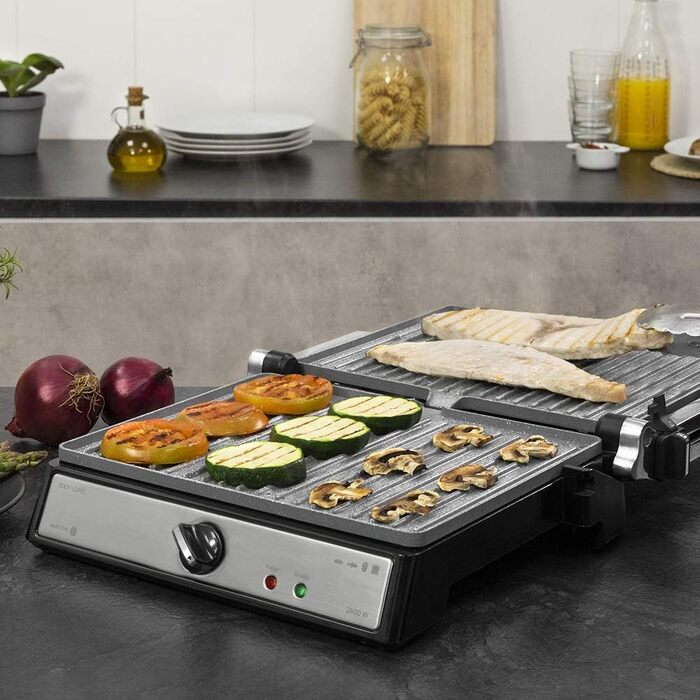 Електрогриль Cecotec Rock'nGrill 1500 Rapid з RockStone-покриттям, регульованою кришкою та знімною підставкою для жиру