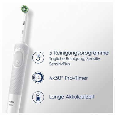 Електрична зубна щітка Oral-B Vitality Pro з 3 режимами чищення та насадкою Protect X Clean, від Braun
