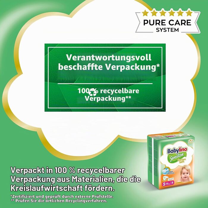 Дитячі підгузки Babylino Sensitive розмір 5 Junior (11-16 кг), 132 шт