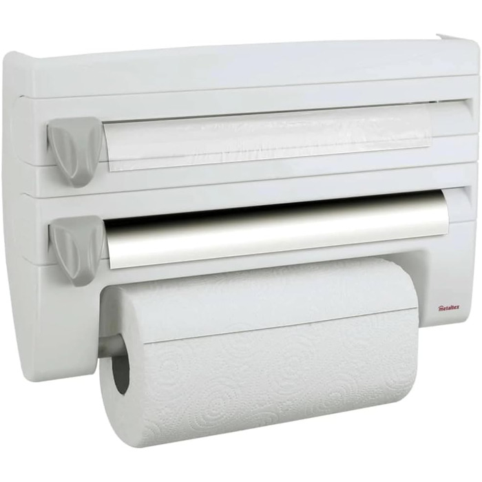 Тримач для кухонних рулонів Metaltex 4-в-1, білий, 39x10x25 см