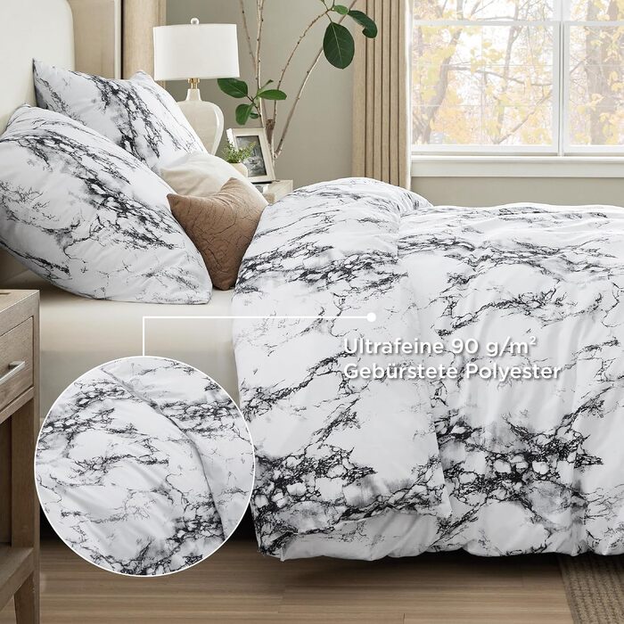 Комплект постільної білизни BEDSURE з мікрофібри 4 предмети, 135x200 см, сірий з гілками (2 наволочки 80x80 см)