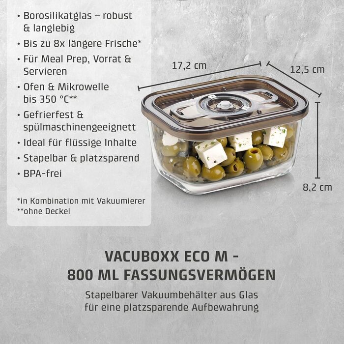 Вакууматор CASO Vacu OneTouch Eco-Set: бездротовий ручний вакууматор, 3 скляних контейнери, 10 ZIP-пакетів та стікери Food Manager, акумуляторний, чорний