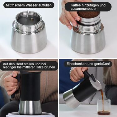 Espressokocher Sivaphe Induktion, 450 мл, нержавіюча сталь, для 9 порцій, без алюмінію