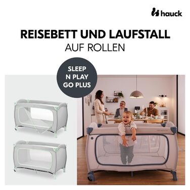 Дитяче дорожнє ліжечко Hauck Sleep N Play Go Plus, складане, з сумкою для транспортування, ігровий отвір, для дітей від народження до 15 кг, без матраца, колір Dusty Mint