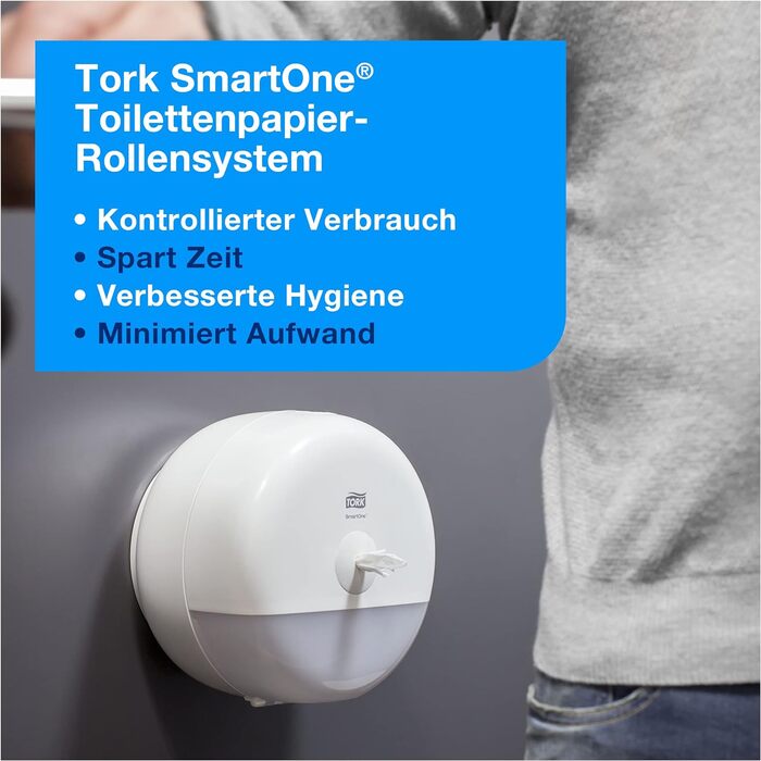 Tork SmartOne® диспенсер для туалетного паперу, білий, висока місткість, лінія Elevation, T8, сучасний дизайн