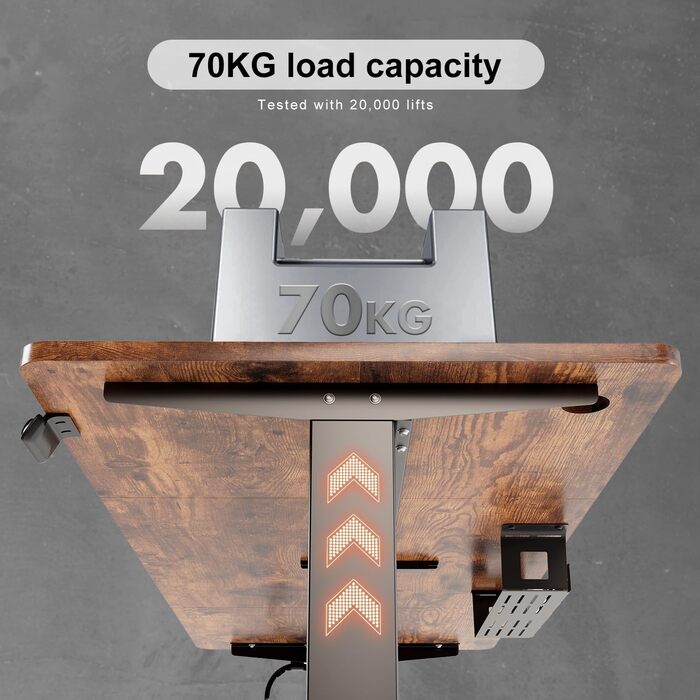 Електричний регульований стіл Devoko 160x70 см з кабель-каналом, ергономічний комп'ютерний стіл для роботи стоячи та сидячи, 2-позиційна пам'ять, стільниця з клену