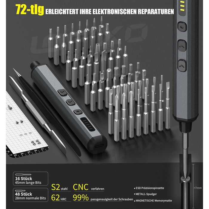 Набір викруток для ремонту електроніки 72 в 1 Torx/Pentalobe/Triwing для iPhone, MacBook, Xbox, PS5, окулярів