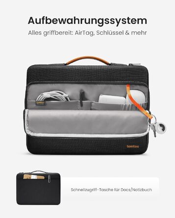 Сумка для ноутбука tomtoc 360° Business для MacBook Air 13 M5 та MacBook Pro 13, захисний чохол чорного кольору