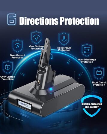 Акумулятор V7 для пилососа Dyson SV11 Animal/Motorhead: Замінний акумулятор з LED-дисплеєм, 2 фільтри, інструмент