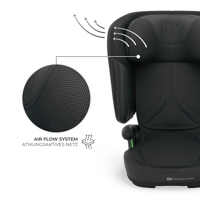 Автокрісло Kinderkraft UNITY 2 i-Size, 100-150 см, 3,5-12 років, регульована підголівник, AIR FLOW, 5 положень спинки, чорний