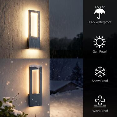 Стіна LED-світильник Aipsun 30W зовнішній, тепле біле світло 3000K, водонепроникний IP65, прямокутний настінний світильник з алюмінію для гаража та коридору, антрацит