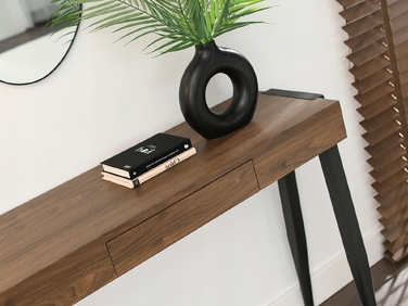 Консольний столик Mebel-Partner, чорний / напівглянцевий горіх, 105 x 75 x 35 см