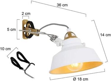 Світлодіодна настільна лампа-кліпса для читання, вінтажна, E27, 4Вт LED, біло-золота, для ліжка чи офісу