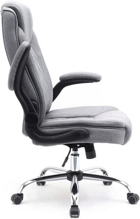 Ергономічне офісне крісло Superkancl COMFORTABLE, до 130 кг, сіре, з високою спинкою та відкидними підлокітниками