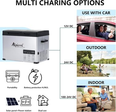 Автомобільний холодильник Alpicool T60 компресорний 40л (-20°C до +20°C) 12V/220V для авто, кемпінгу, човна з USB
