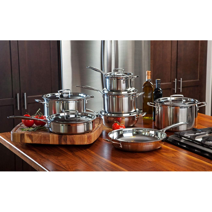 Вок Le Creuset з антипригарним покриттям, Ø 30 см, з кришкою, для всіх плит (індукція), нержавіюча сталь, сріблястий