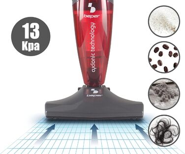 Електровіник Bepper 50.451, 500 мл, знімна ручка, пилосос 2-в-1, HEPA фільтр, без мішка, 5 м кабель, щітка та насадка, 13 кПа