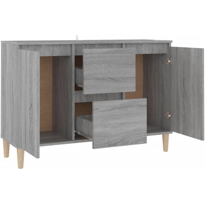 Комод vidaXL з 2 шухлядами і 2 дверцятами, сіро-дубовий Sonoma, 103,5x35x70 см, деревостружкова плита, багатофункціональна тумба для вітальні чи спальні