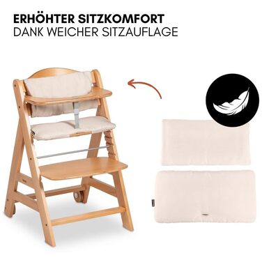Дитячий стільчик Hauck Beta+ Newborn Set Deluxe - комплект для годування з народження з м'яким сидінням, бланкетом та підносом - білий (натуральний)