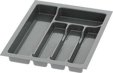 Лоток для столових приборів Sossai Divio 33x43 см, 5 відділень, антрацит, для шухляд 40 см, підрізний органайзер