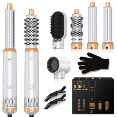 Airstyler 5-в-1: Професійний набір для укладки волосся з гарячою щіткою, феном з іонізацією, автоматичним завивачем для локонів та об'єму