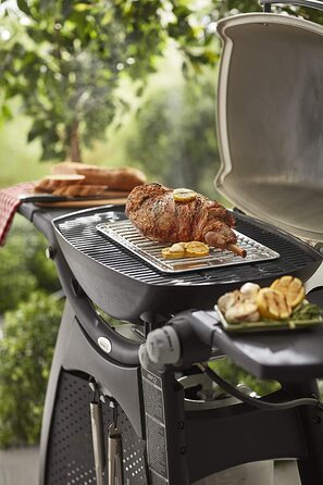Решітка для гриля Weber, велика, 37x23 см, з нержавіючої сталі, для непрямого грилювання, сумісна з Weber Q, Go-Anywhere, посудомийна машина, срібляста