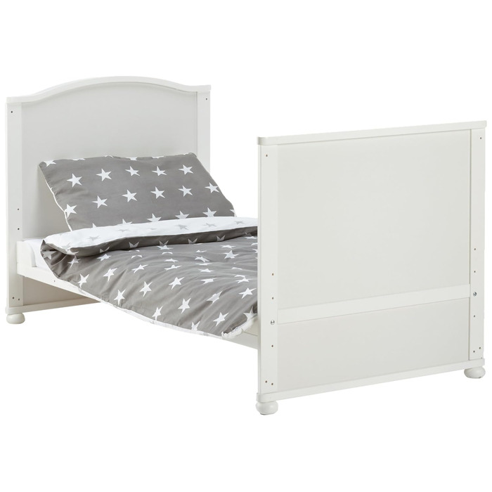 Дитяче ліжечко roba Little Stars 70x140 см, дерев'яне, біле, з текстильним комплектом у зірках, регульоване, трансформер