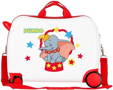 Дитяча валіза Disney Dumbo, біла, 50x39x20 см, жорсткий пластик, комбінований замок, 34 л, 1,8 кг, 4 колеса