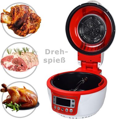Аерофритюрниця Syntrox Germany Turbo 10 л, LED-дисплей, до 250°C, без олії, червона