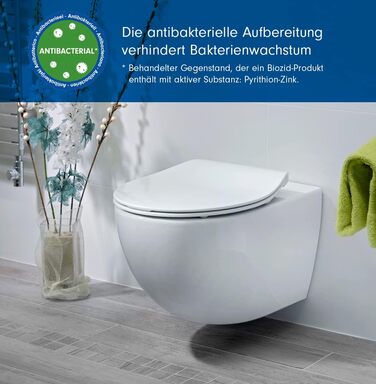 Унітазне сидіння Bemis Click & Clean D-форма, мікроліфт, антибактеріальний пластик, знімне, легкий монтаж, білий