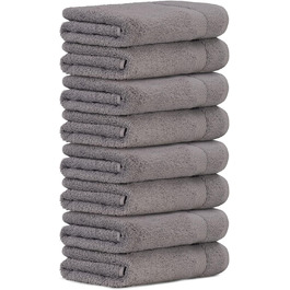 Рушники для рук Luckytowel 50x100 см, 100% бавовна, 600 г/м², Oeko-Tex, набір 8 шт., сірі