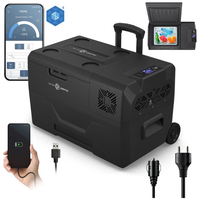 Автомобільний компресорний холодильник Peme Expedition XL (Dark Sky) 27/39L: електричний, портативний, для кемпінгу, з підігрівом та функцією морозильної камери (12/24V, 220-240V)